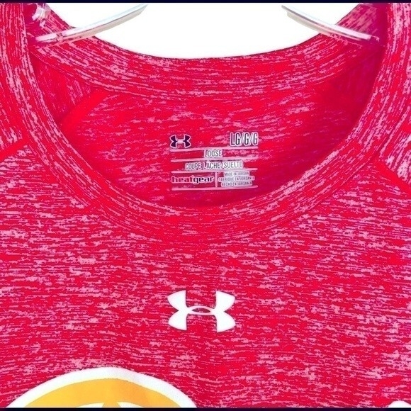 Under Armour Womens Heat Gear T Shirt L Red Loose Fit Short Sleeve Athletic NWOT - Picture 5 of 5